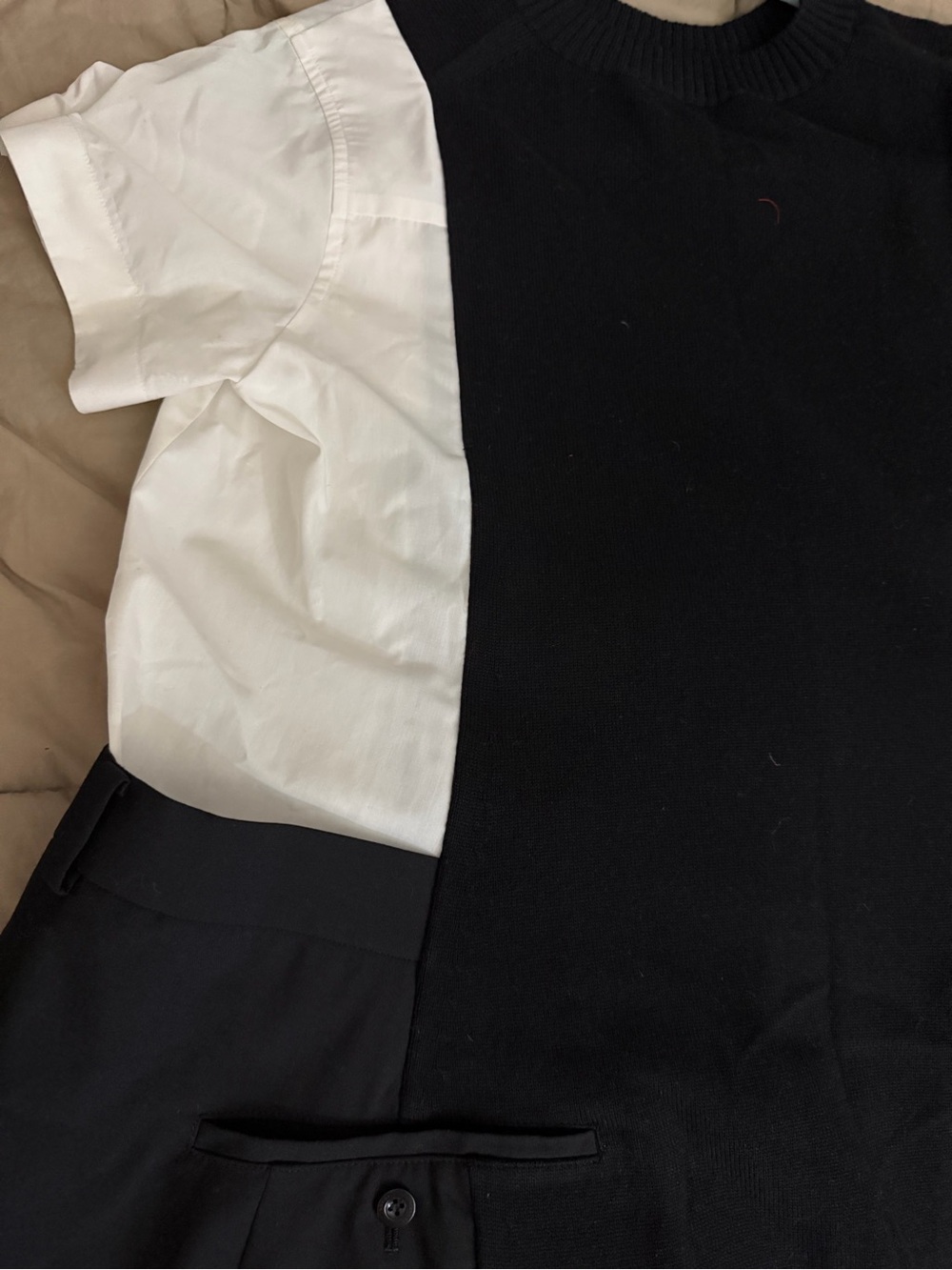 Sacai  Poplin x Knit Dress Black and White Layered Mini Dress - Picture 3 of 8